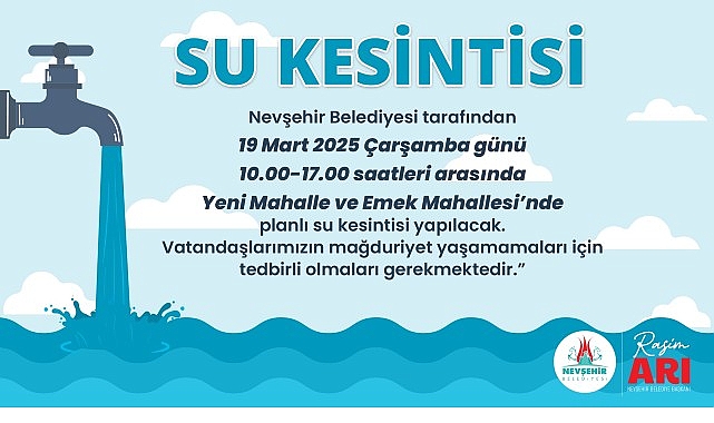 Yeni mahalle ve emek mahallesi’nde planlı su kesintisi yapılacak – Haber Seansı