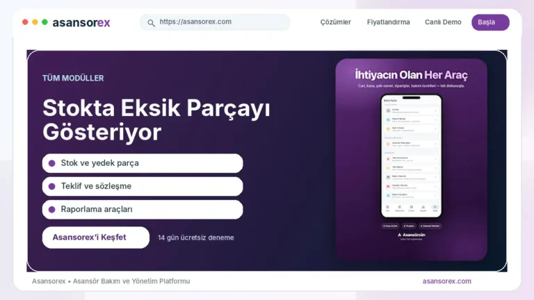 Asansorex.com Stokta Eksik Parçayı Gösteriyor